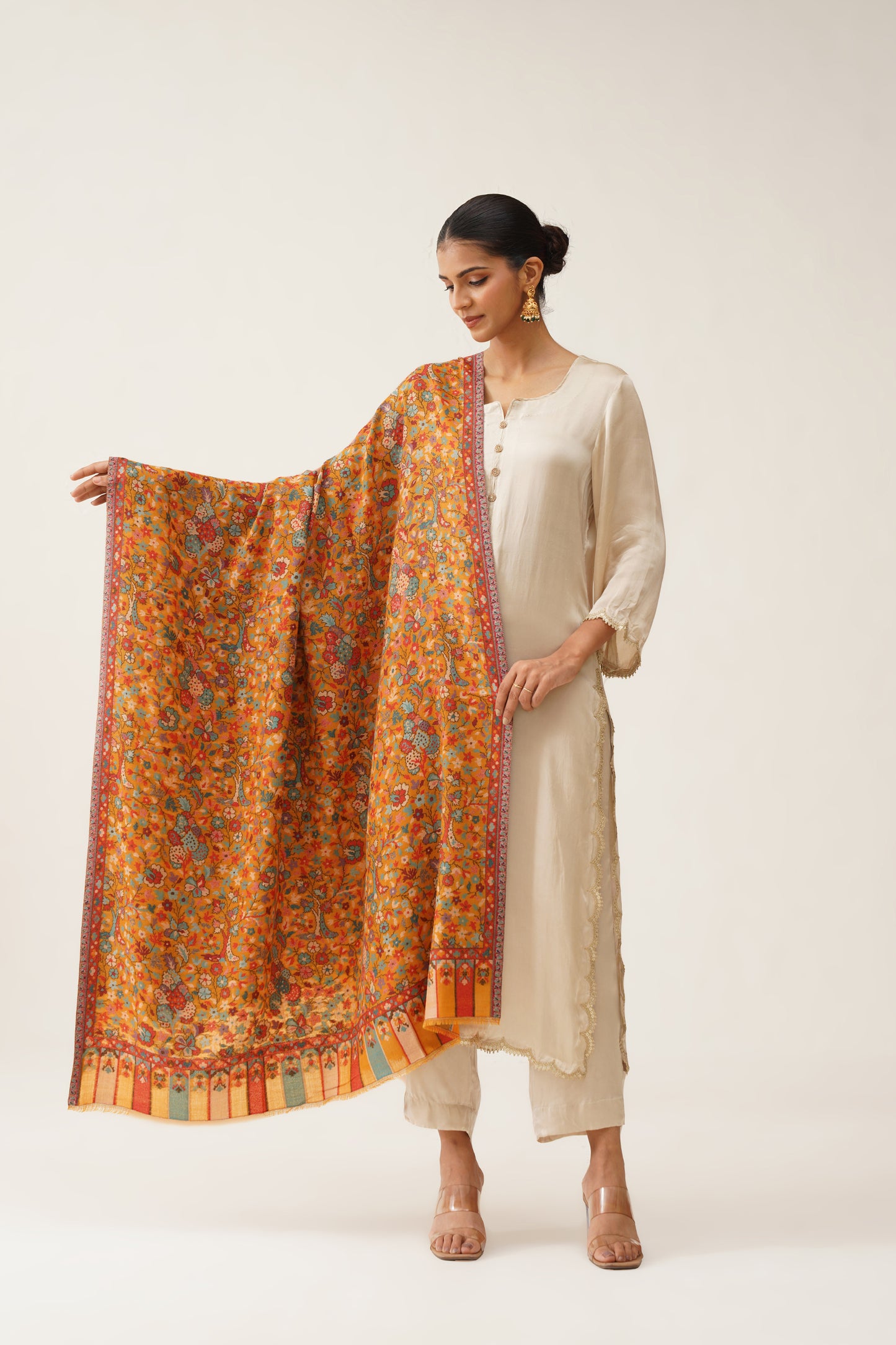Mustard Kaani Wool Shawl