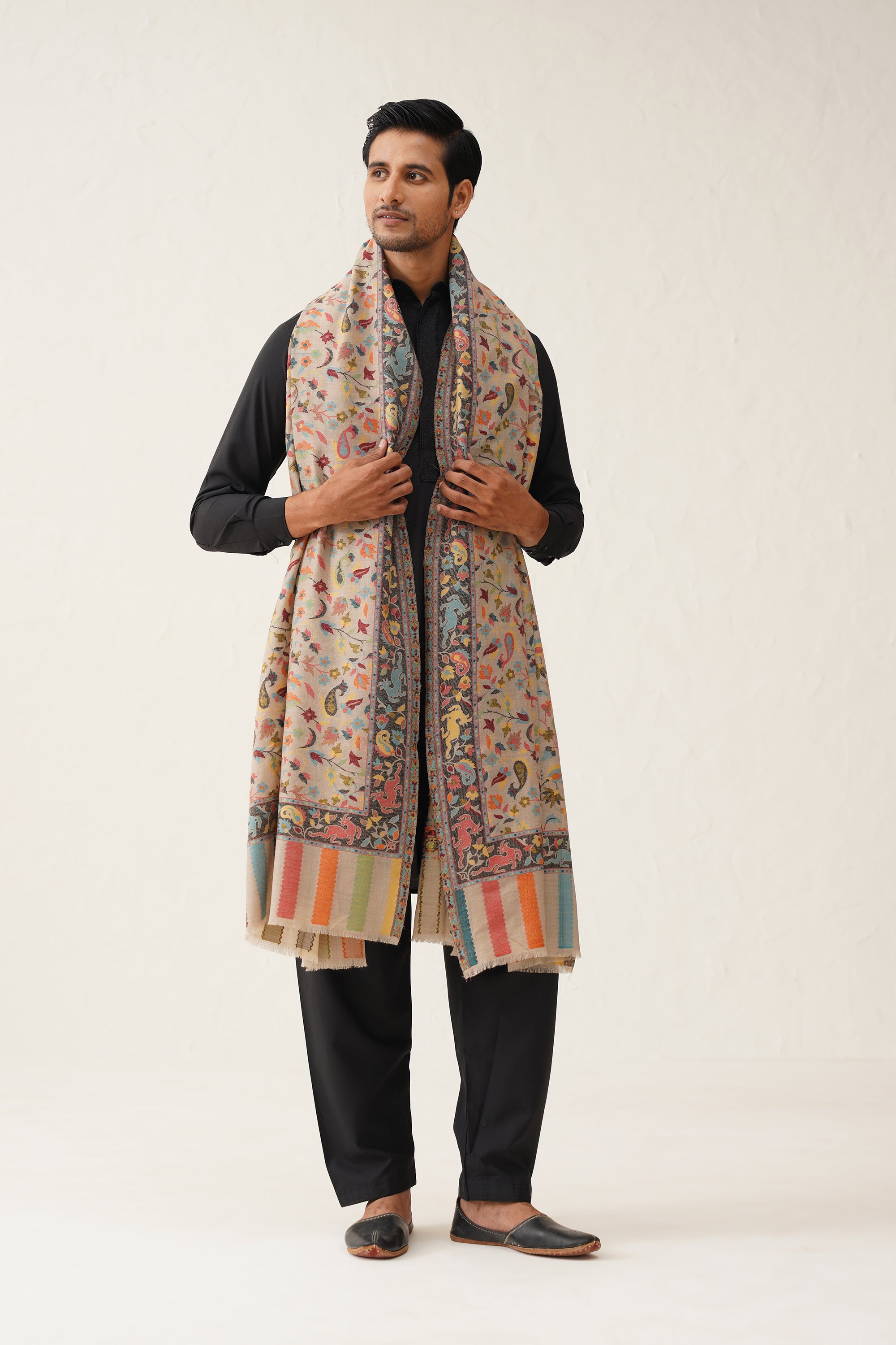 Men's Beige Kaani Wool Dusala