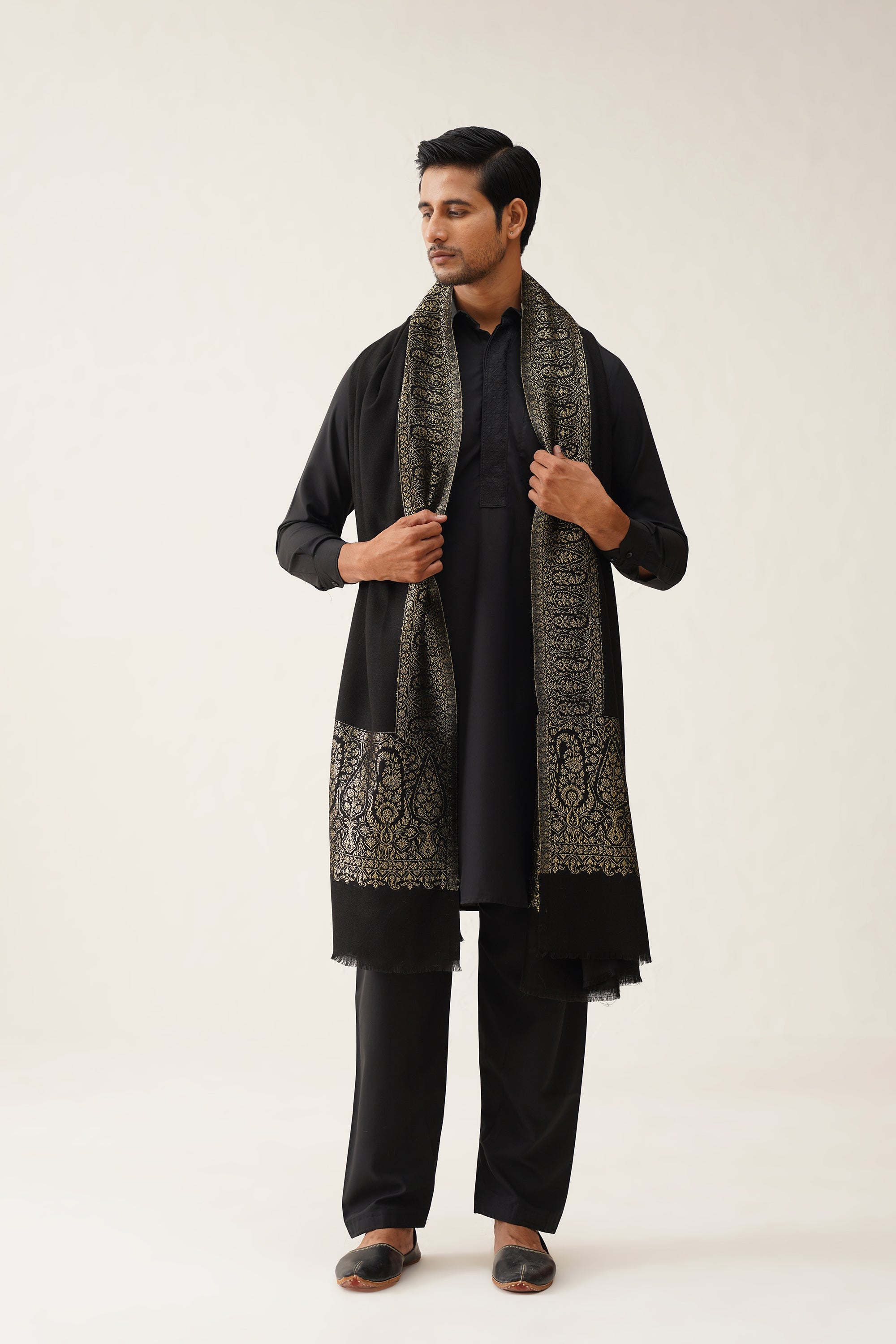 Mens Black Wool Dusala With Lurex