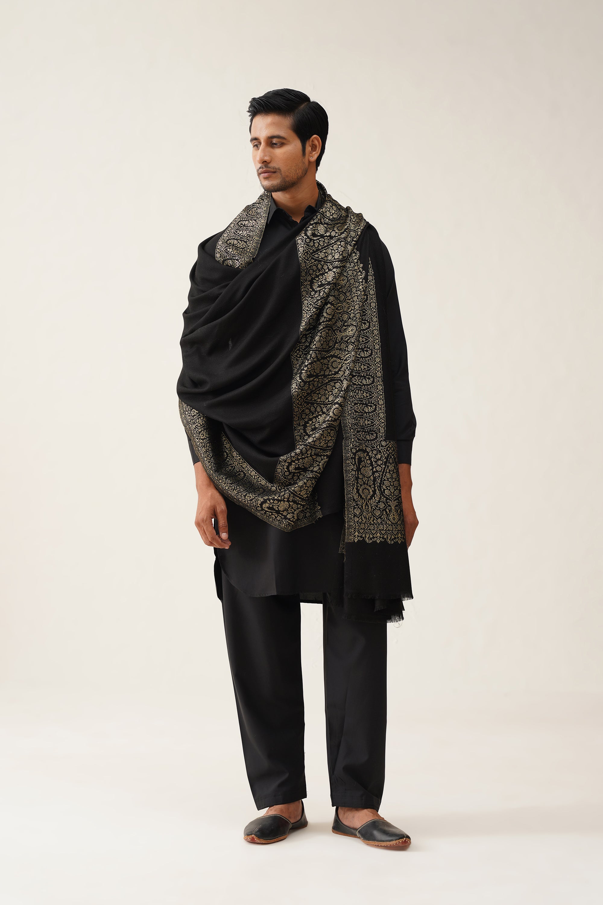 Mens Black Wool Dusala With Lurex