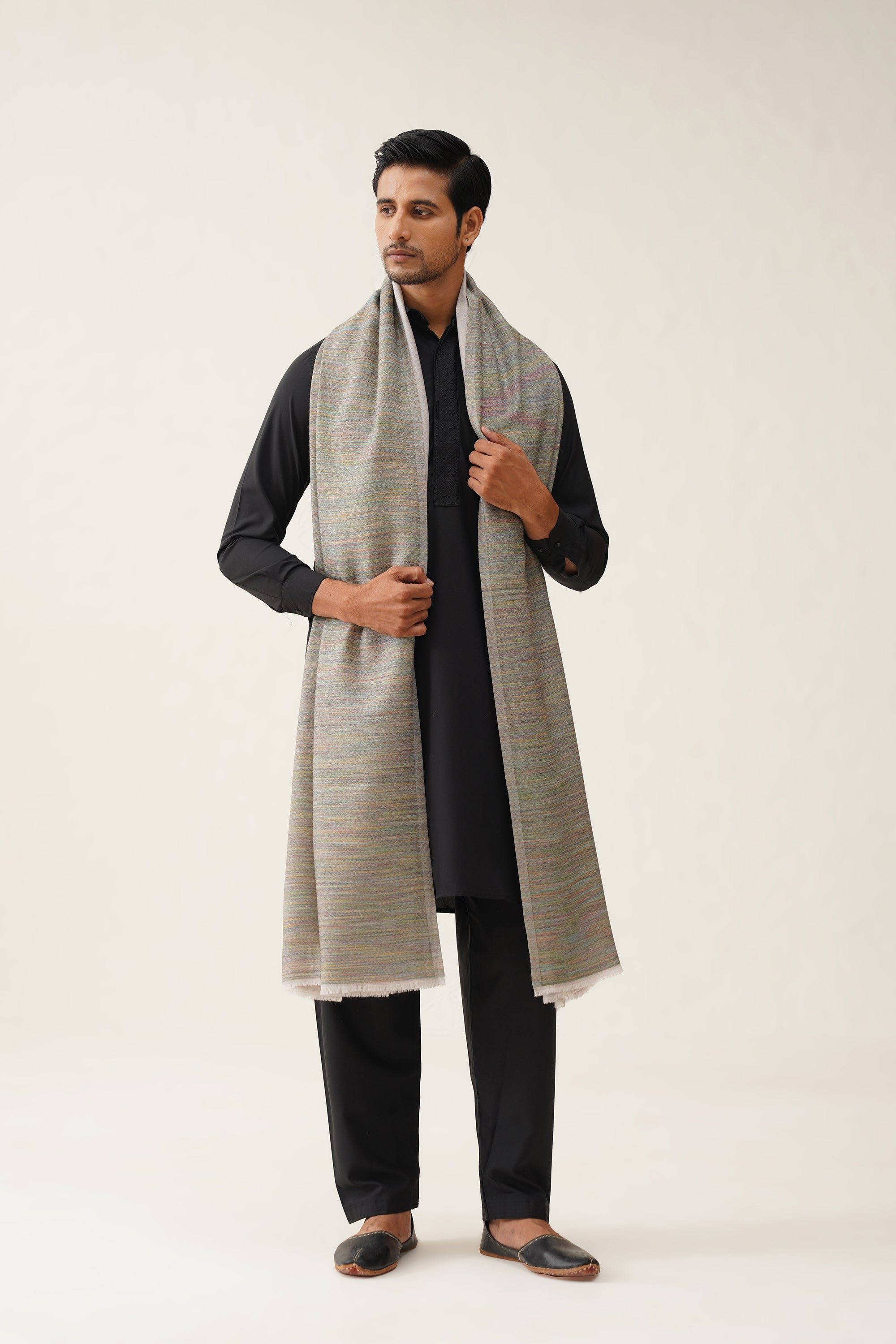 Mens Toosh Grey Ikat Space Dyed Dusala