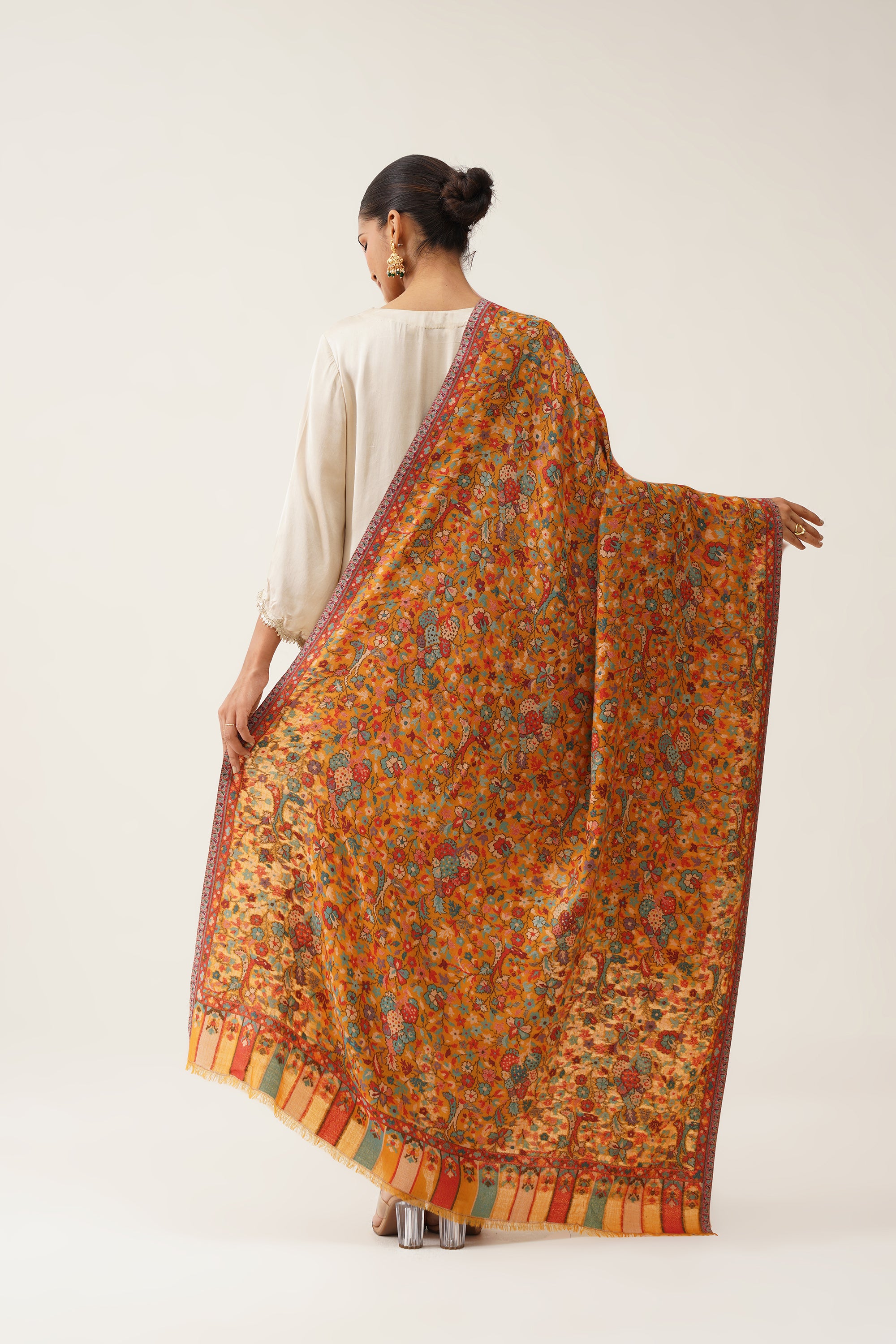 Mustard Kaani Wool Shawl