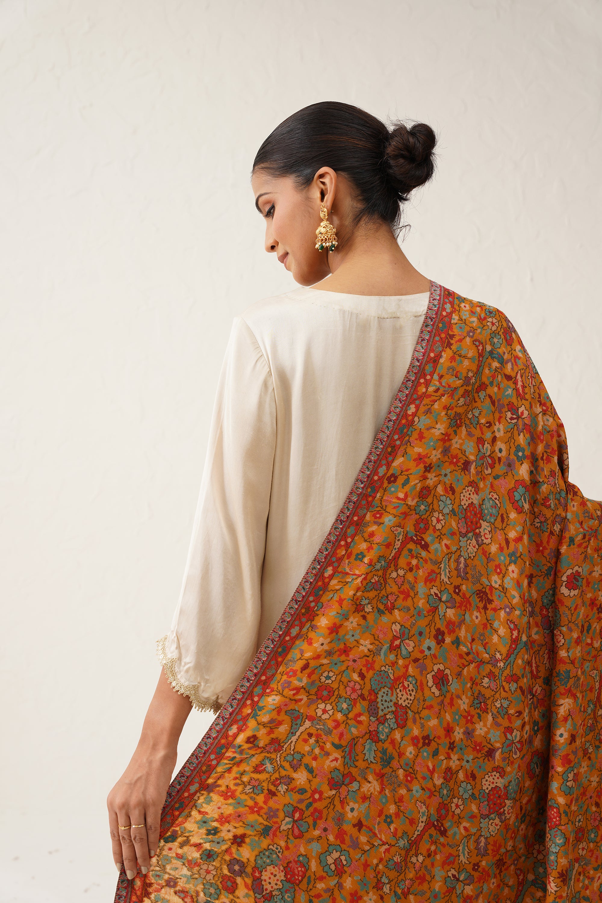 Mustard Kaani Wool Shawl