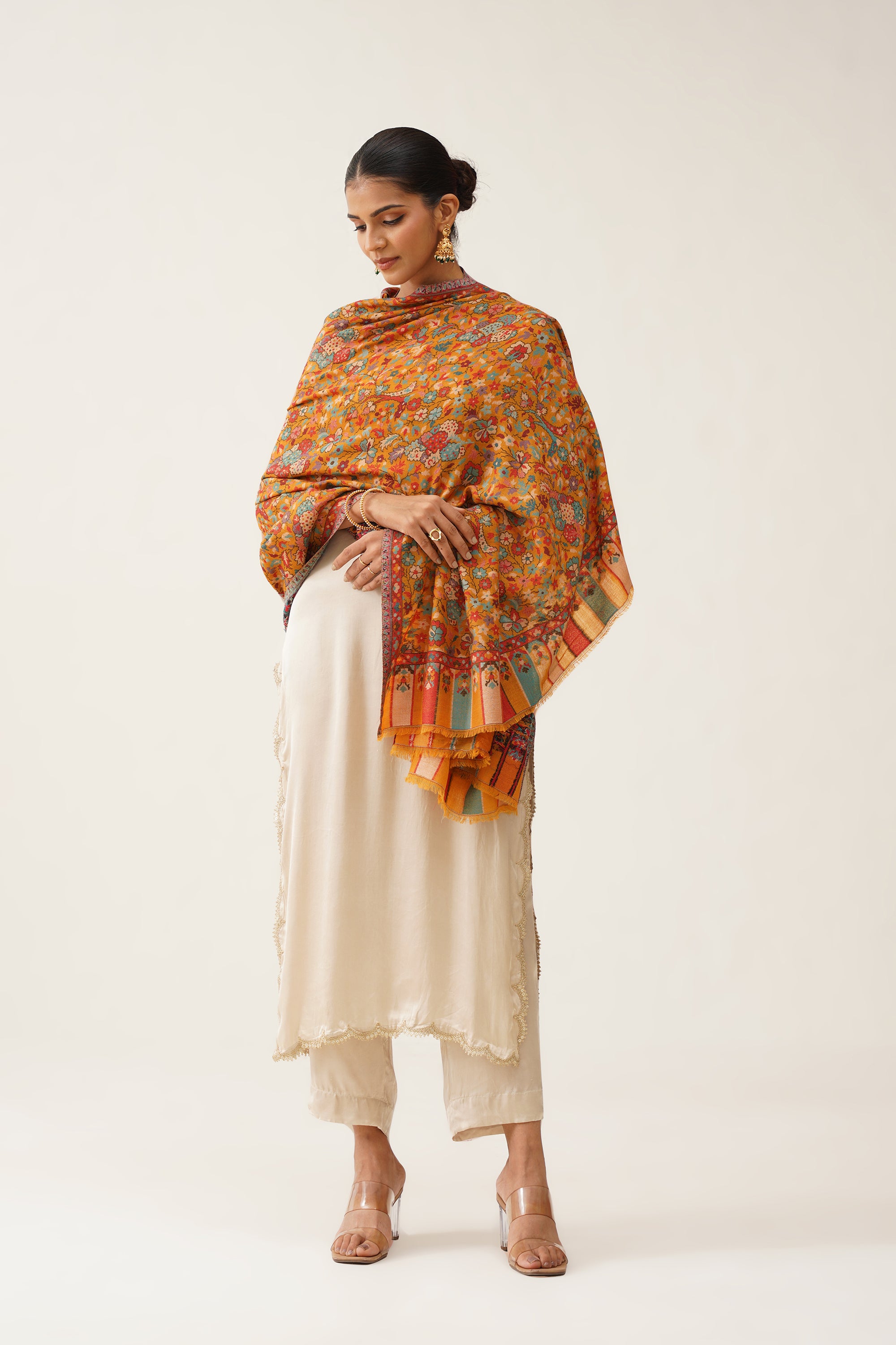 Mustard Kaani Wool Shawl