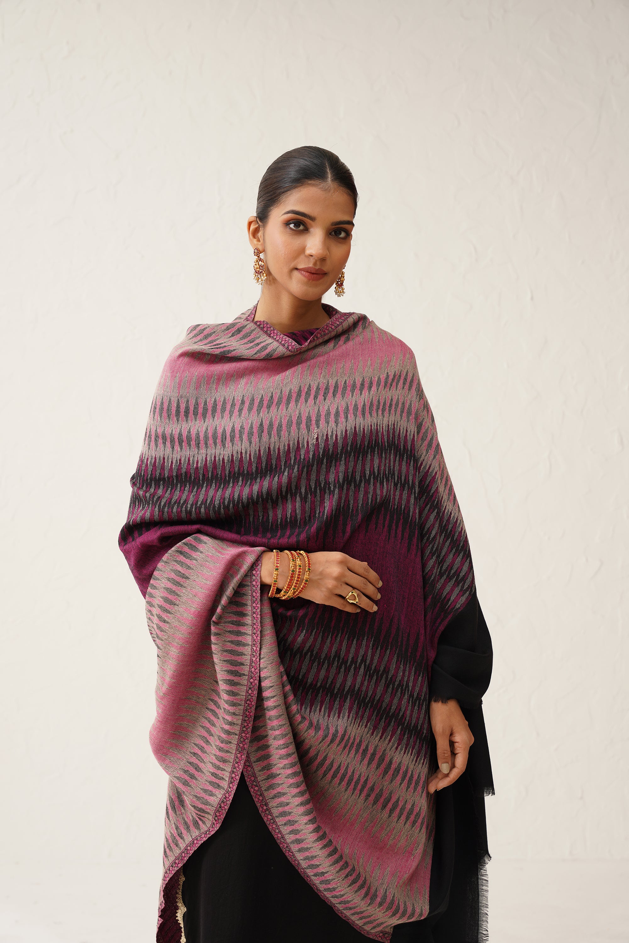 Tasmia Ikat Woollen Shawl