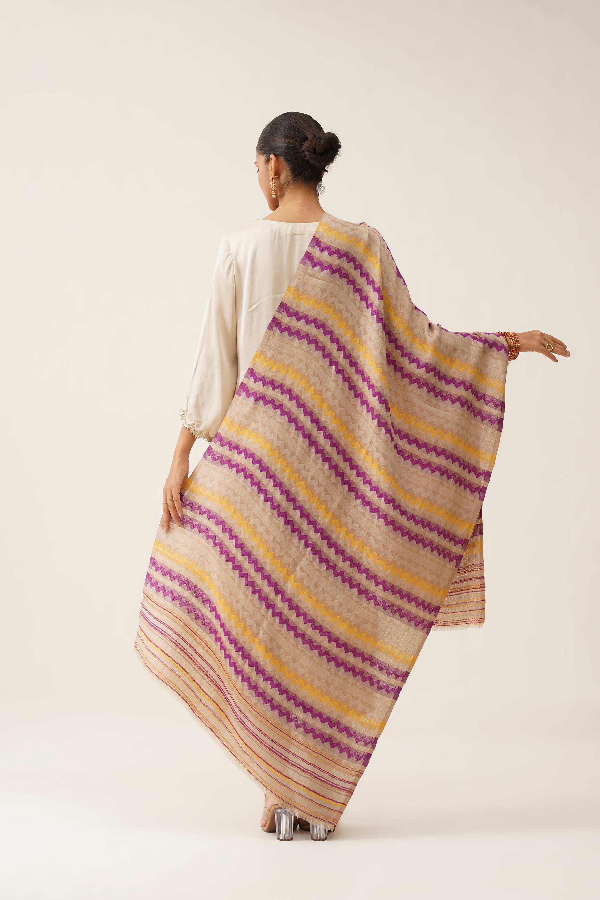 Samina Zig Zag Lurex Woollen Stole